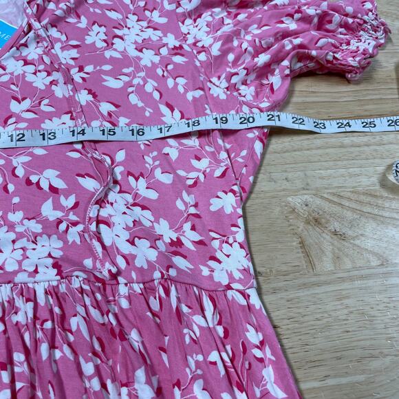 Draper James NWT Knit Kacey Dress Pink Shadow Floral Size XL Tie Neck Closure - Picture 6 of 10